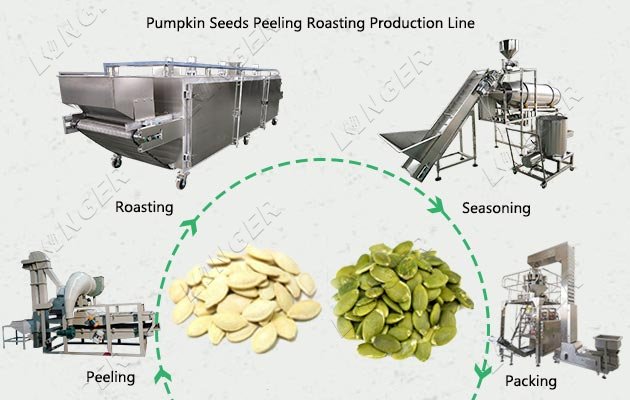 Pumpkin Seeds Peeling and Roasting Machine 300 KG / H