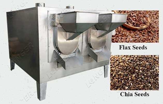 Gas-heated Flax Chia Seeds Roasting Machine Industrial