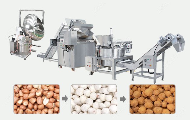 400 kg/h Peanut Coating and Frying Line