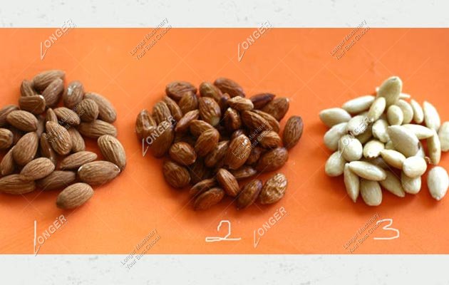 skinned almonds by machine