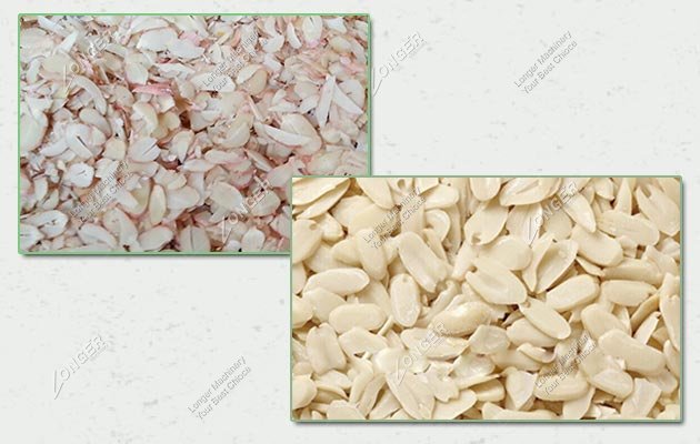 Peanut slices with different thicknesses